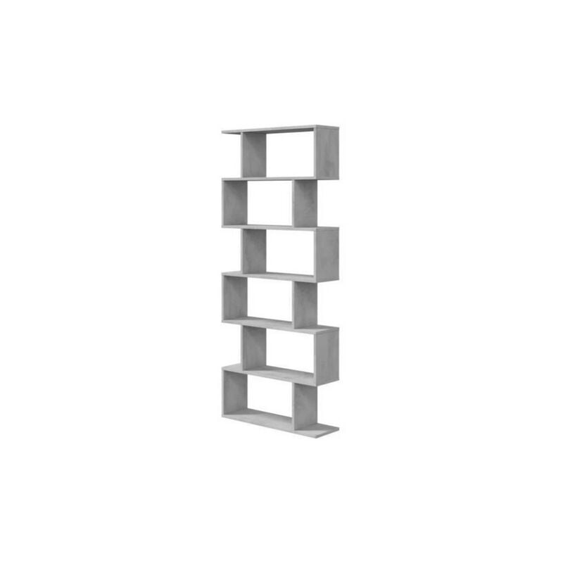 Bibliotheque étagere ATHENA - Décor imitation béton - Rangement 6 cases - 192 x 80 x 24 cm