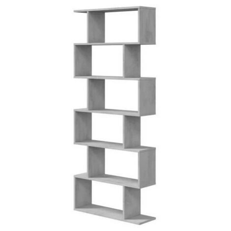 Bibliotheque étagere ATHENA - Décor imitation béton - Rangement 6 cases - 192 x 80 x 24 cm