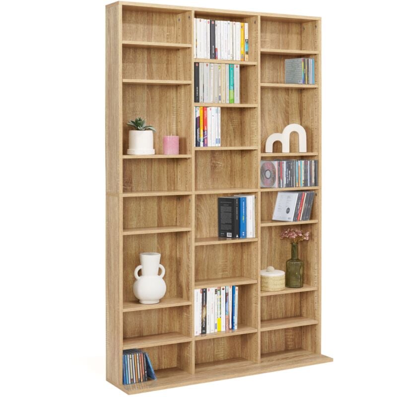 Idmarket - Bibliothèque étagère cd ceylia 30 cases avec étagères modulables effet bois