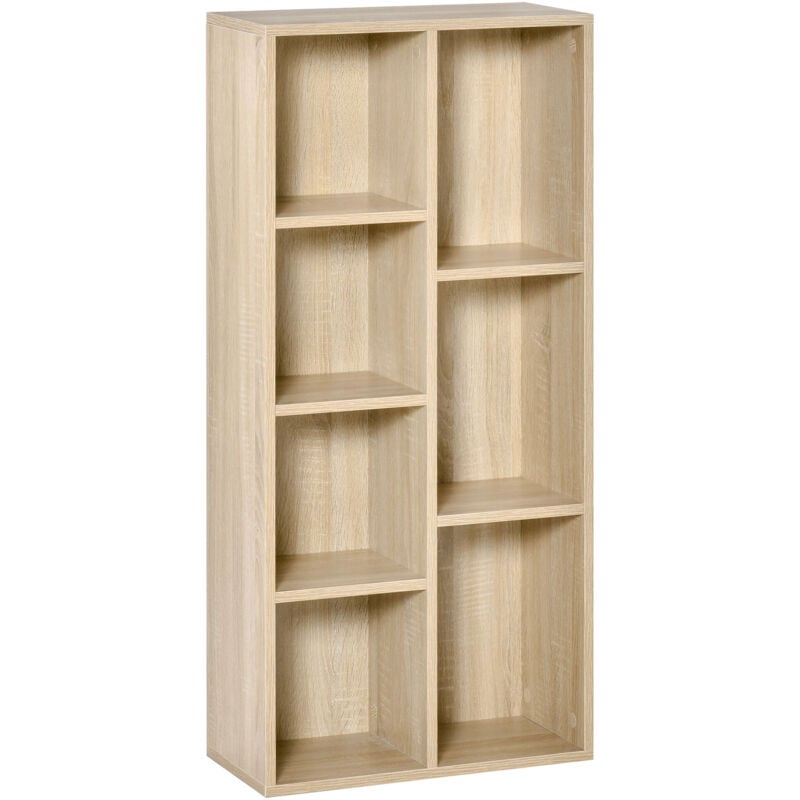 Bibliothèque étagère cube 7 compartiments 50l x 24P x 106H cm bois naturel