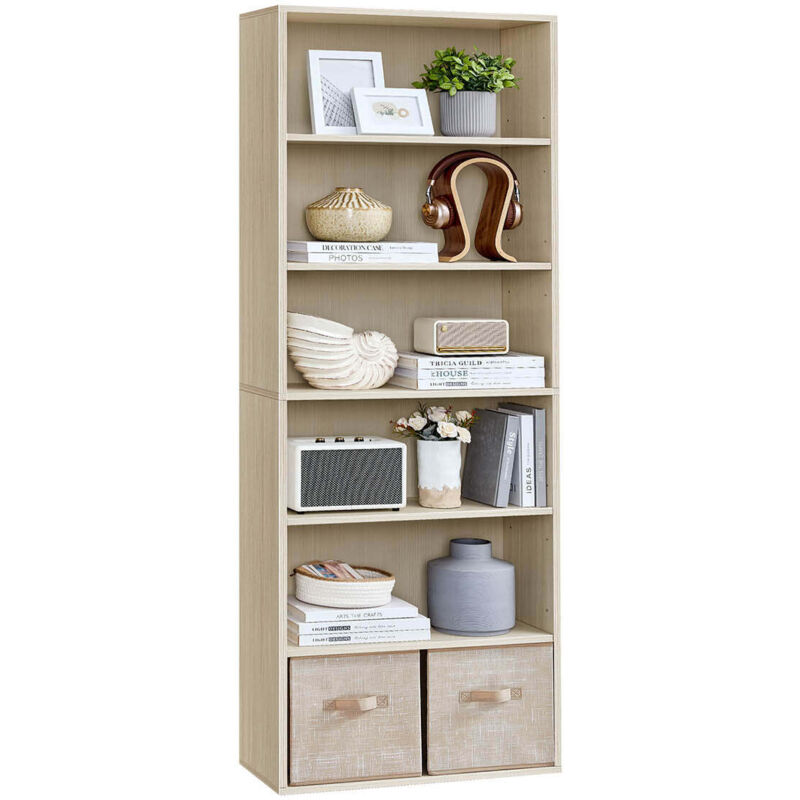 Bibliothèque étagère de rangement 6 niveaux meuble cube pour salon bureau chambre style scandinave 40 x 24 x 1785 cm beige