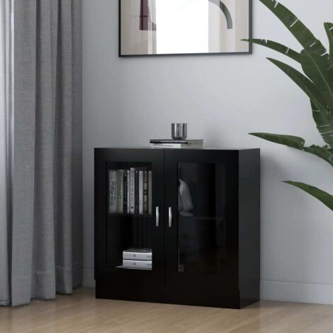 Bibliothèque Étagère de Rangement - Armoire à vitrine pour Bureau Salon Chambre Cuisine Noir 82,5x30,5x80 cm Aggloméré BV937124 - BonneVie