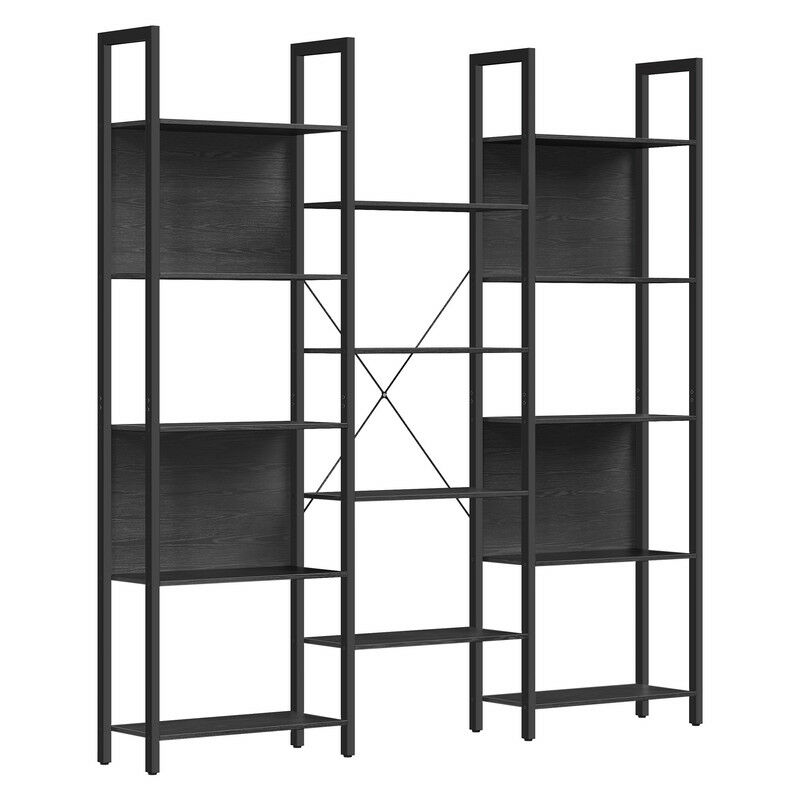 Bibliothèque, Étagère de Rangement, avec 14 Compartiments, Cadre en Métal, pour Salon, Bureau, Style Industriel, 24 x 158 x 166 cm, Noir - Vasagle