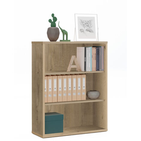 Bibliothèque, étagère de rangement coloris chêne doré - Longueur 75,50 x Profondeur 33 x hauteur 99,50 cm -PEGANE-