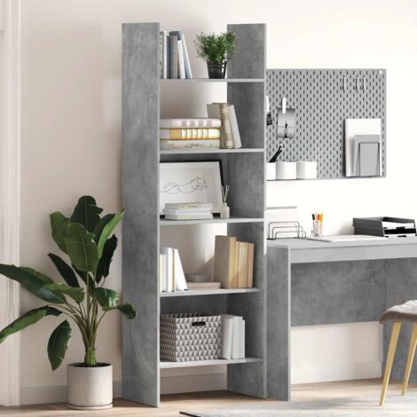 Bibliothèque-Étagère de Rangement Gris béton 60x35x180 cm Bois d’ingénierie 712789