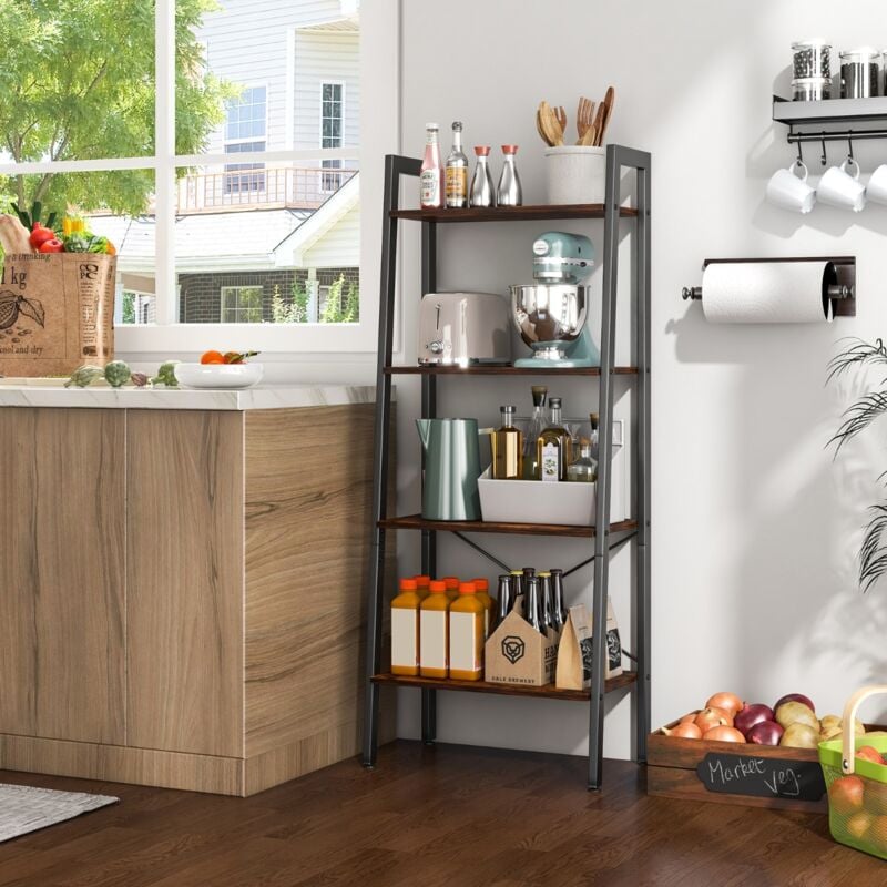 Maisonchic - Bibliothèque, Étagère de rangement Industrielle 4 Niveaux, Pieds Réglables, Anti-basculement, Marron CW3703 design in