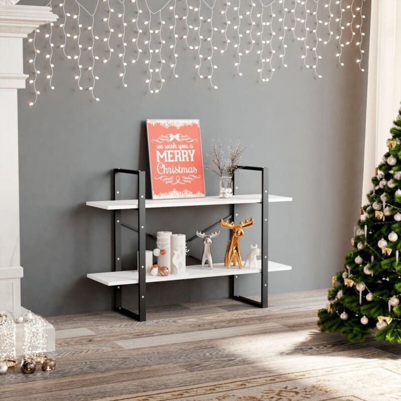 Bibliothèque, Étagère de Rangement, Meuble Étagère à 2 niveaux blanc 100x30x70 cm bois d'ingénierie WFE604701 design in