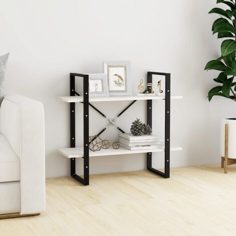 Bibliothèque, Étagère de Rangement, Meuble Étagère à 2 niveaux Blanc 80x30x70 cm Bois de pin massif WFE294526 DESIGN IN