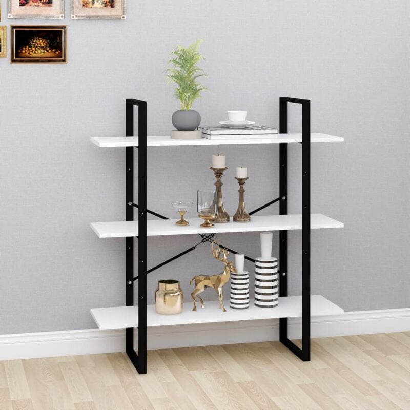 Bibliothèque, Étagère de Rangement, Meuble Étagère blanc 100x30x105 cm bois d'ingénierie WFE345592 design in