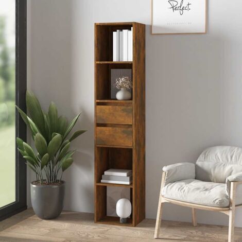 Bibliothèque Étagère de Rangement - pour Bureau Salon Chambre Cuisine Chêne fumé 36x30x171 cm Bois d'ingénierie BV379128 - BonneVie