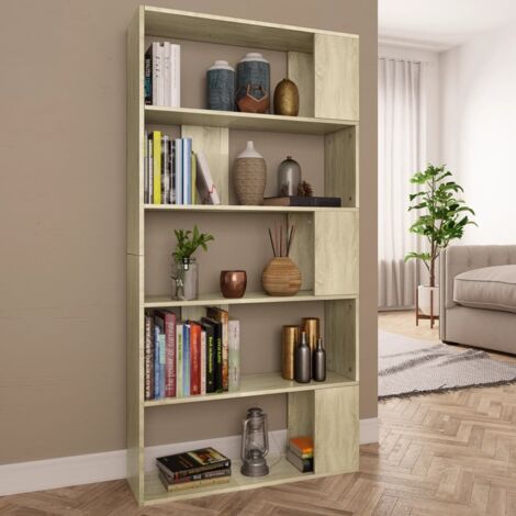 Bibliothèque, Étagère de Rangement, Séparateur de pièce, Meuble pour Dossier Chêne sonoma 80x24x159 cm AXZ66587