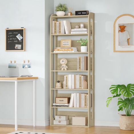 Bibliothèque, étagère en Bois à 7 Niveaux, étagère géométrique 3D de Bureau, Bibliothèque sur Pied en Bois pour Chambre, Salon et Bureau,Beige Chêne