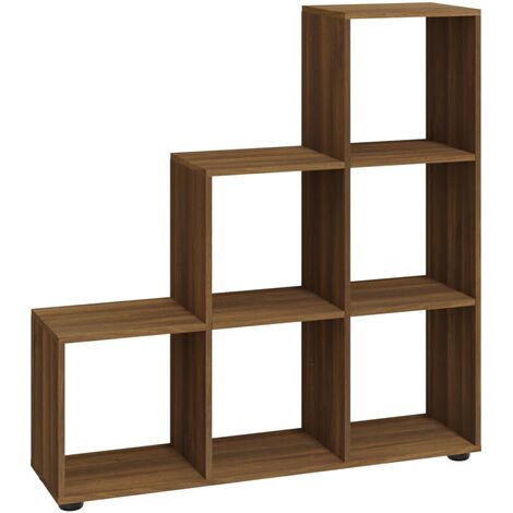 Bibliothèque étagère en forme d'escalier - 6 Compartiments-Noyer
