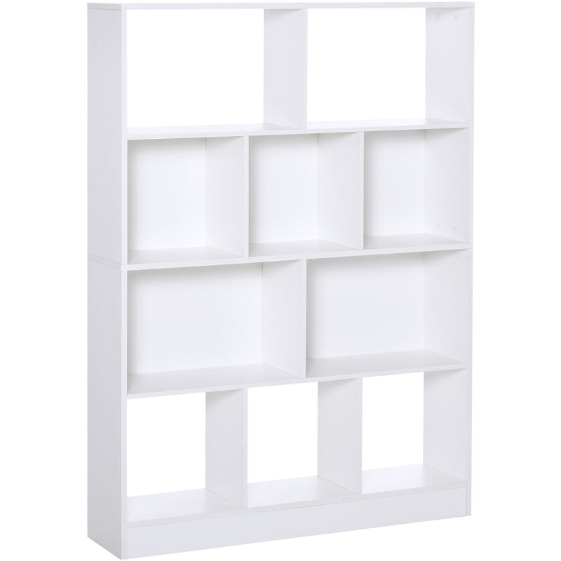 Homcom - Bibliothèque étagère meuble de rangement 5 niches + 5 étagères panneaux particules blanc