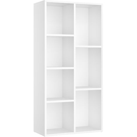 Bibliothèque, Étagère, Meuble de Rangement avec 7 Compartiments, Étagère sur Pied, Bibliothèque Cubique, pour Salon, Bureau, Salle à Manger, Blanc Nuage