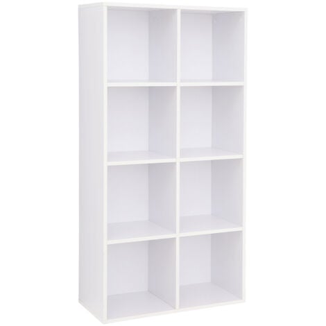 Bibliothèque, Étagère, Meuble de Rangement avec 8 Compartiments, Étagère sur Pied, Bibliothèque Cubique, pour Salon, Bureau, Salle à Manger, Blanc Nuage