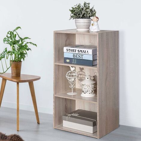 Bibliothèque etagère  meuble de rangement avec casiers ouverts, chêne 42, 2 x 29, 4 x 79, 6 cm