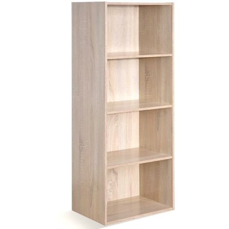 Bibliothèque etagère meuble derangement avec casiers ouverts, chêne 42, 2 x 29, 4 x 104, 7 cm