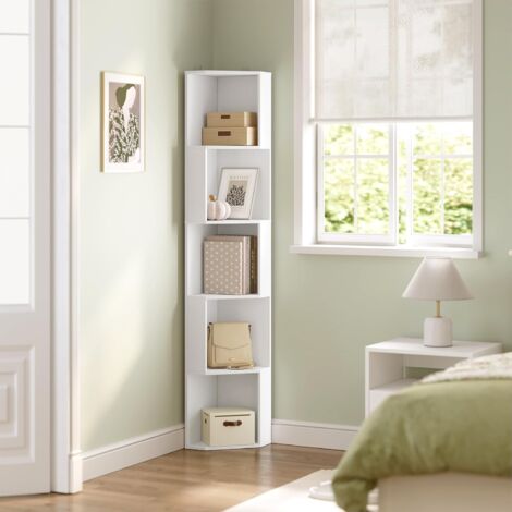 Bibliothèque Étagère Rangement WOLTU, Bibliothèque Angle, Meuble Étagère, avec 5 Casiers Ouverts, Blanc