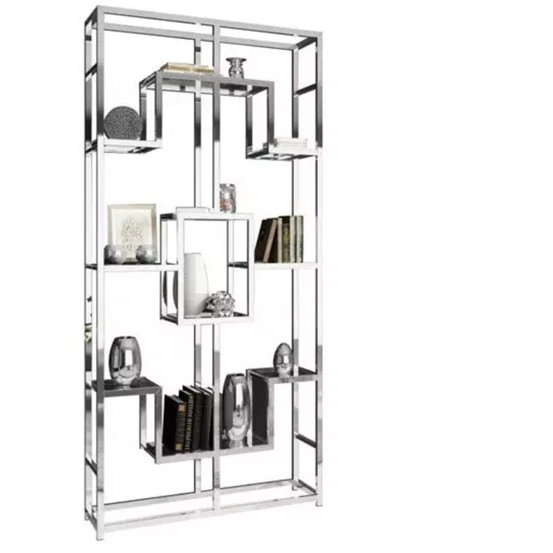 Homy France - Bibliothèque étagère richmont Chrome 100x30x180 cm