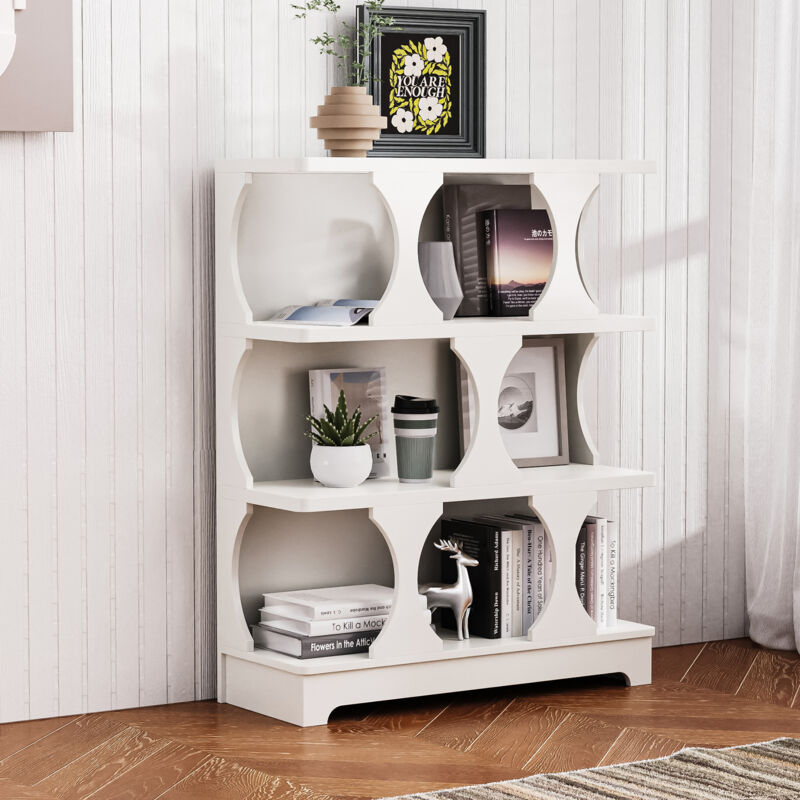 Okwish - Bibliothèque blanche avec étagère de rangement et peu encombrante, pour entrée, salon, salle de bain et cusine, 80x30x100 cm