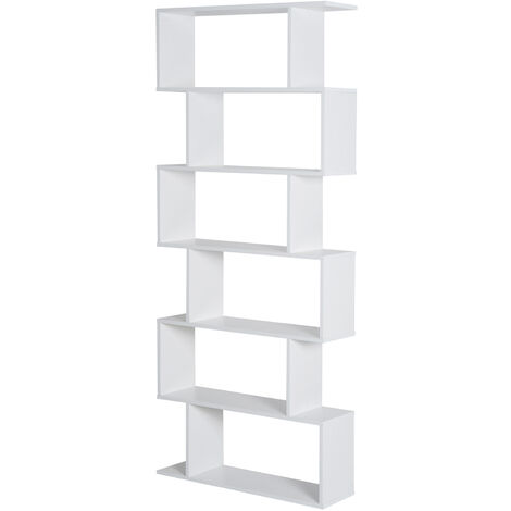 Bibliothèque étagère zig zag design contemporain 80L x 23l x 192H cm 6 niveaux blanc - Blanc