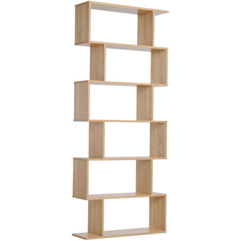 Bibliothèque étagère Zig zag Design Contemporain 80L x 23l x 192H cm 6 Niveaux Coloris chêne Clair