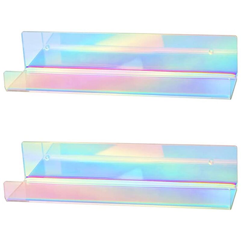 Feiyue - Bibliothèque flottante murale en acrylique arc-en-ciel