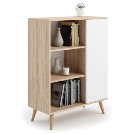 Bibliothèque Fondi sonoma oak - white, Scandinave