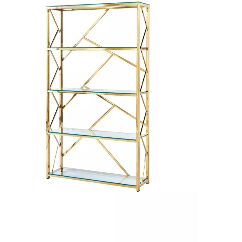 Homy France - Bibliothèque geomag 4 étagères Gold 100x30x180 cm