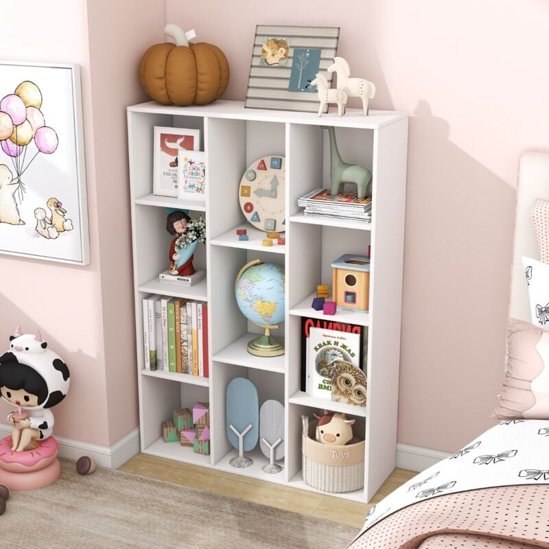 Maisonchic - Bibliothèque Géométrique à 11 Cubes Moderne Vitrine Ouverte Multifonctionnelle pour Rangement des Livres avec Kits Anti-basculement