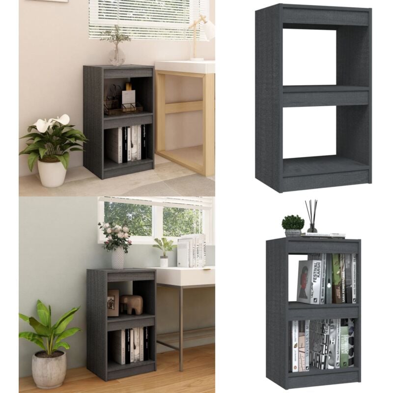 Bibliothèque Gris 40x30x71,5 cm Bois de pin massif - Bibliothèque - Étagère - Meuble De Salon - Rangement - Bois De Pin - Home & Living