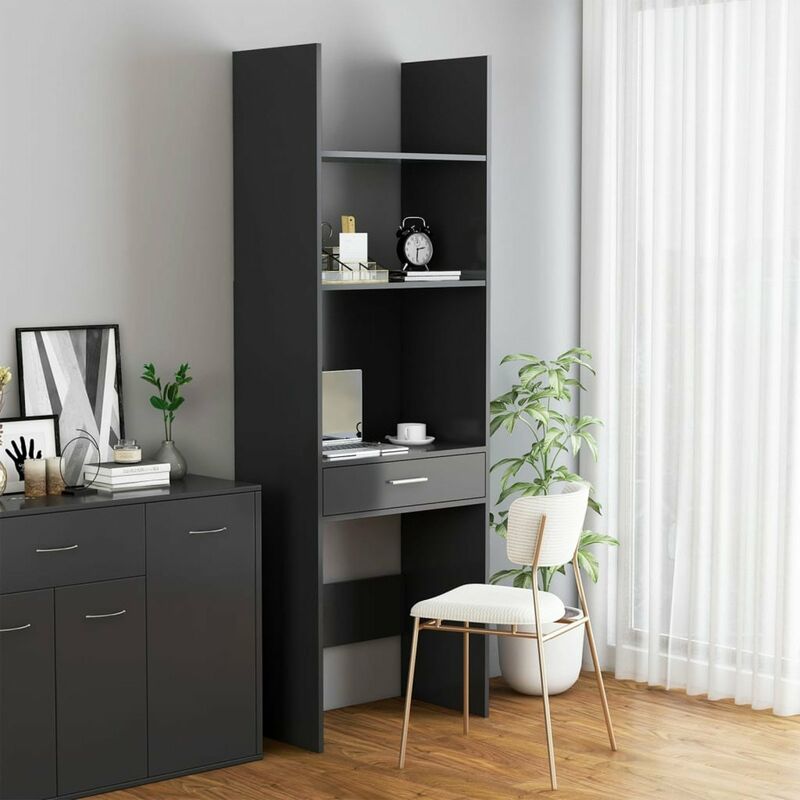 Bibliotheque Gris 60x35x180 cm Agglomere