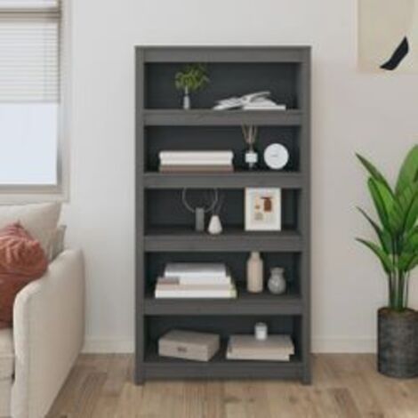 Bibliothèque Gris 80x35x154 Bois de pin massif