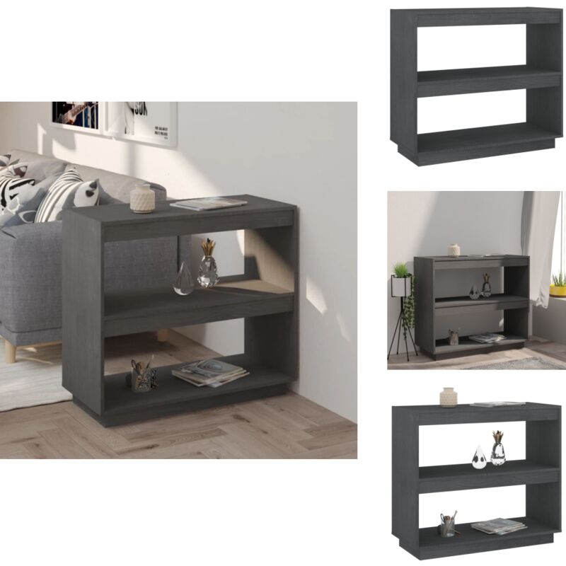 Bibliothèque Gris 80x35x71 cm Bois de pin massif - Bibliothèque - Meuble De Rangement - Bibliothèque En Bois - Bibliothèque Grise - Étagère