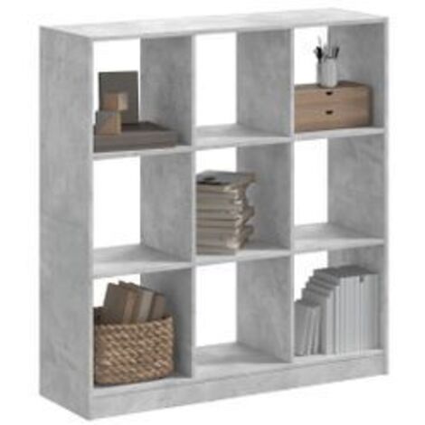 Bibliothèque gris béton 102x32x108 bois d'ingénierie