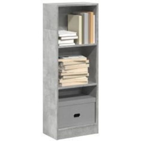 Bibliothèque gris béton 40x24x109 bois d'ingénierie