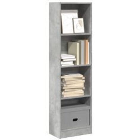 Bibliothèque gris béton 40x24x143 bois d'ingénierie