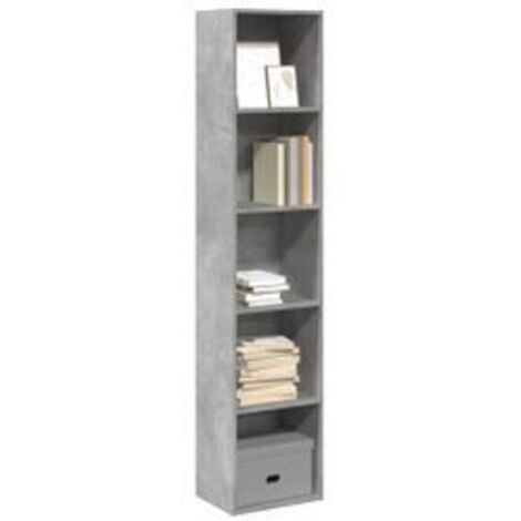 Bibliothèque gris béton 40x30x189 bois d'ingénierie