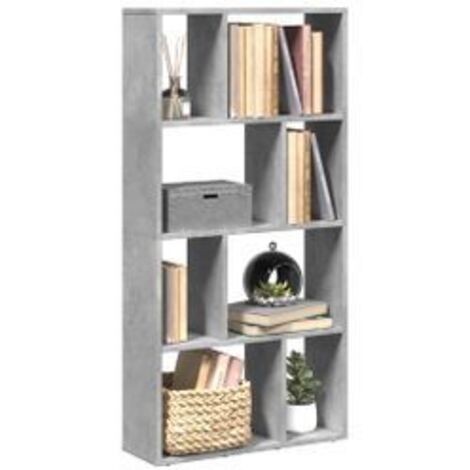 Bibliothèque gris béton 60x20x120 bois d'ingénierie