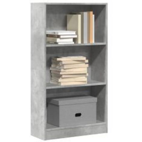 Bibliothèque gris béton 60x24x109 bois d'ingénierie