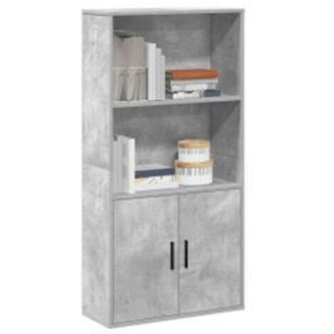 Bibliothèque gris béton 60x24x120 bois d'ingénierie