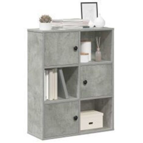 Bibliothèque gris béton 60x24x76,5 bois d'ingénierie