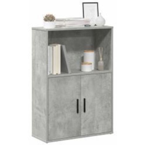 Bibliothèque gris béton 60x24x85 bois d'ingénierie