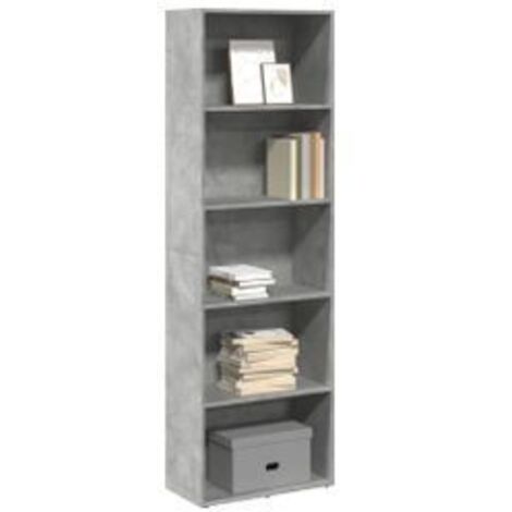 Bibliothèque gris béton 60x30x189 bois d'ingénierie