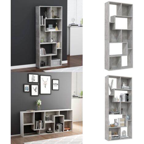 Bibliothèque Gris béton 67x24x161 cm Bois d'ingénierie - Bibliothèque - Meuble Rangement - Étagère - Bibliothèque Moderne - Bibliothèque Gris - Home & Living