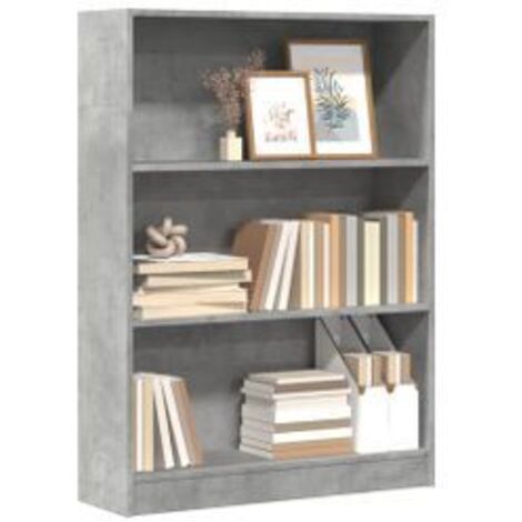 Bibliothèque gris béton 80x24x109 bois d'ingénierie