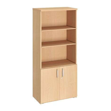 Bibliothèque haute bois avec portes basses H 182 x L 80 cm Essens - Hêtre - Maxiburo