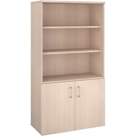 Bibliothèque haute H 182 x L 100 cm avec portes basses chêne clair – Arch - Maxiburo