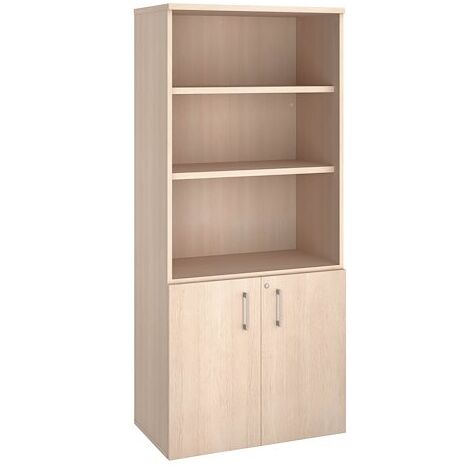 Bibliothèque haute H 182 x L 80 cm avec portes basses chêne gris– Arch - Maxiburo - Chêne gris
